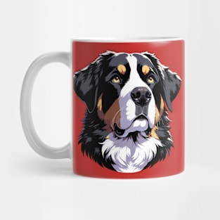 Stunning and Cool Greater Swiss Mountain Dog Monochrome and Gold Portrait for Father's Day Mug